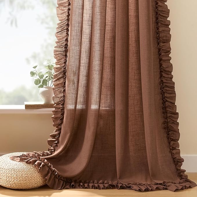 Dark Terracotta Farmhouse Linen Curtains - Image 5