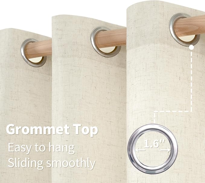 YoungsTex Linen Curtains 54 Inch Length 2 Panels - Image 6