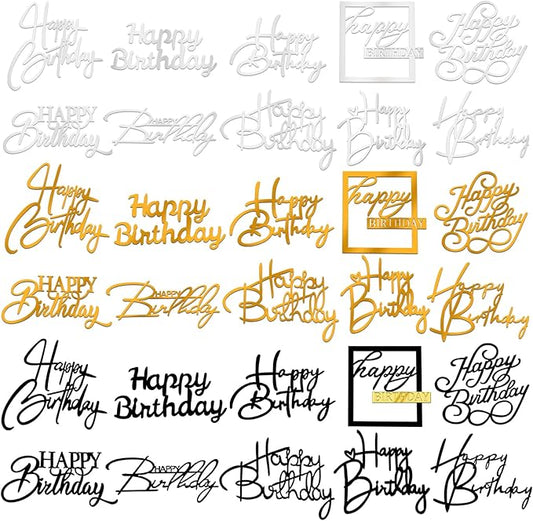 30PCS Happy Birthday Cake Topper Acrylic Cake Toppers by Wolpark