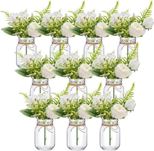 XunYee 10 Set Mason Jars for Centerpieces, Rose | Mason Jar Flower Vases by XunYee