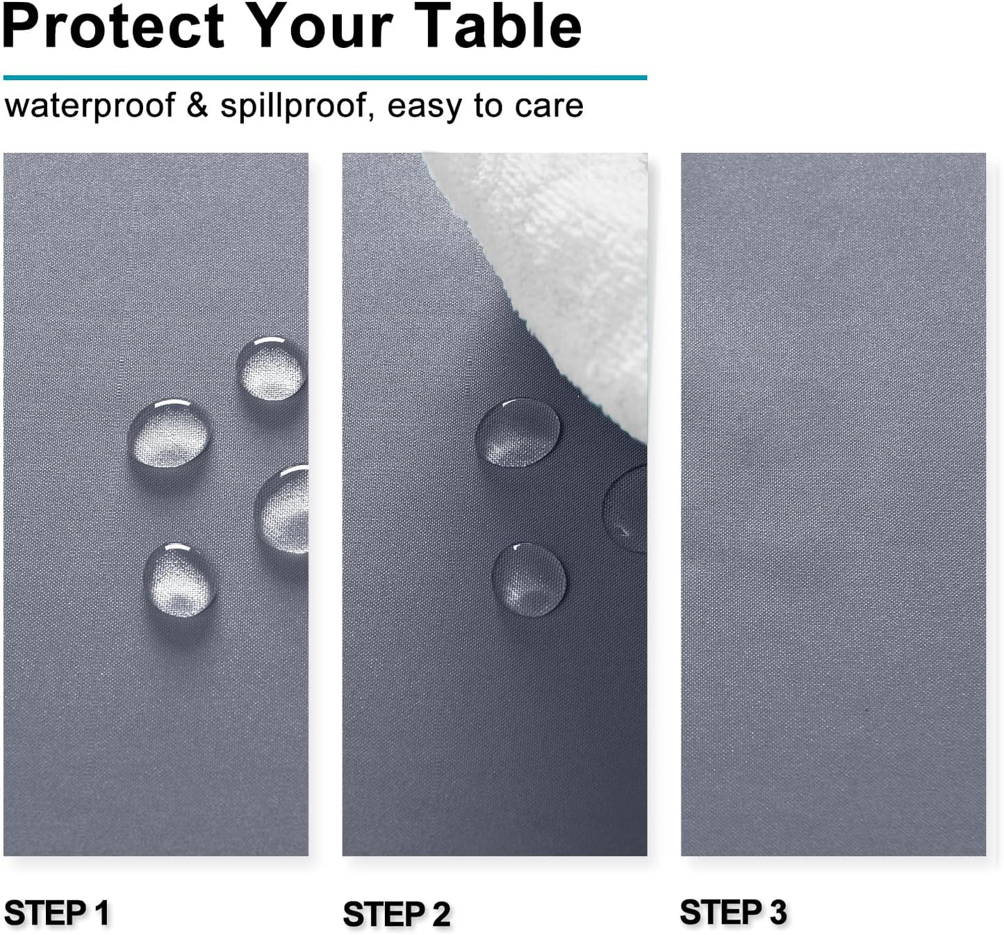 Hiasan Light Gray Rectangle Tablecloth - Waterproof Spillproof and Wrinkle Resistant Washable Polyester Table Cloth for Dining Party, 70 x 120 inch