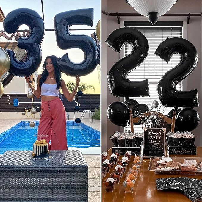 40 Inch Black Number 9 Balloons Helium Giant Black 9 Balloons - Image 5