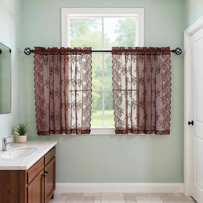 Kotile Warm Brown Sheer Curtains - Image 5