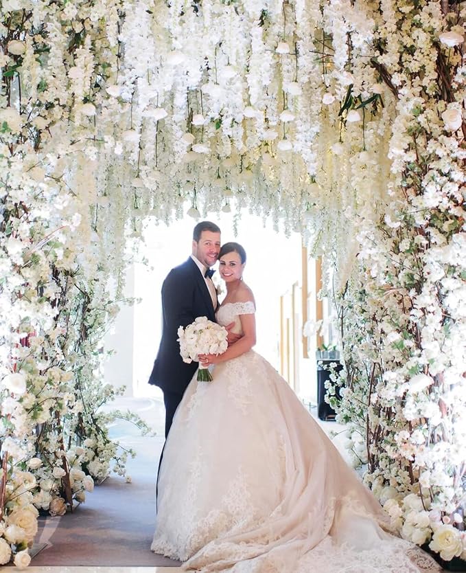 108Pcs Artificial Wisteria Flowers 3.6 Feet/Piece White Dense Artificial Fake - Image 9