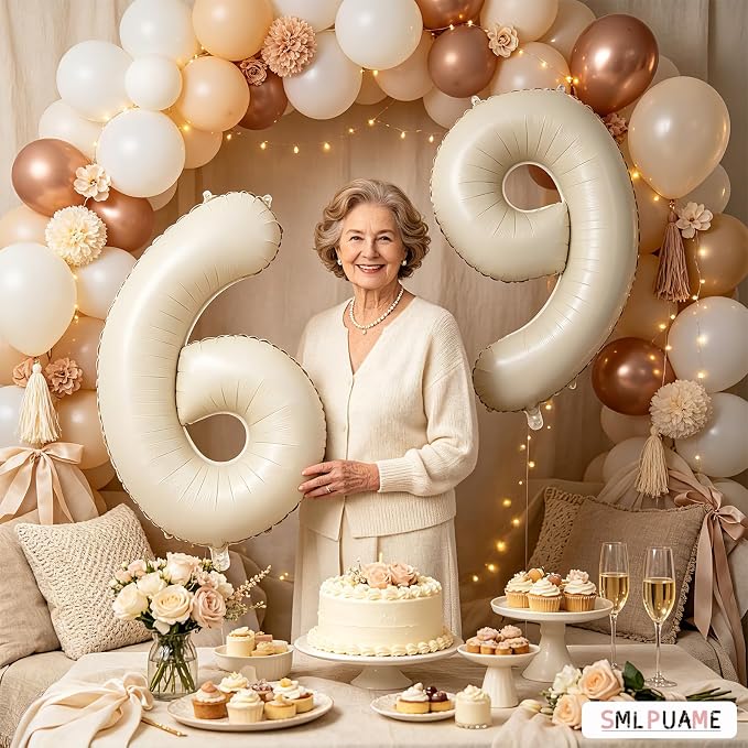40 Inch Beige Number 9 Balloons - Image 6