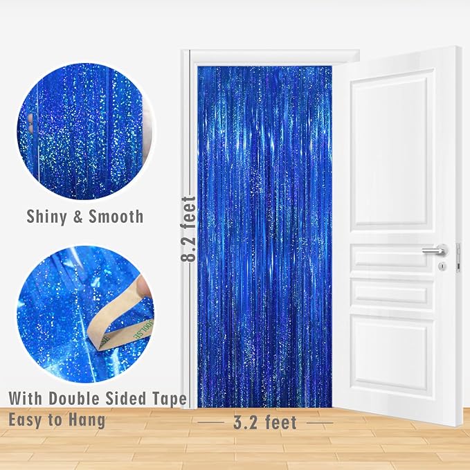 GOER 3.2 ft x 8.2 ft Metallic Tinsel Foil Fringe Curtains Party Photo Backdrop - Image 2
