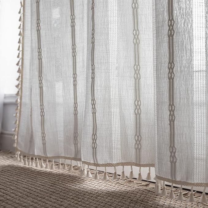 Sutuo Home Boho Curtain for Bedroom 84 Inch Length, Light Filtering Country - Image 5