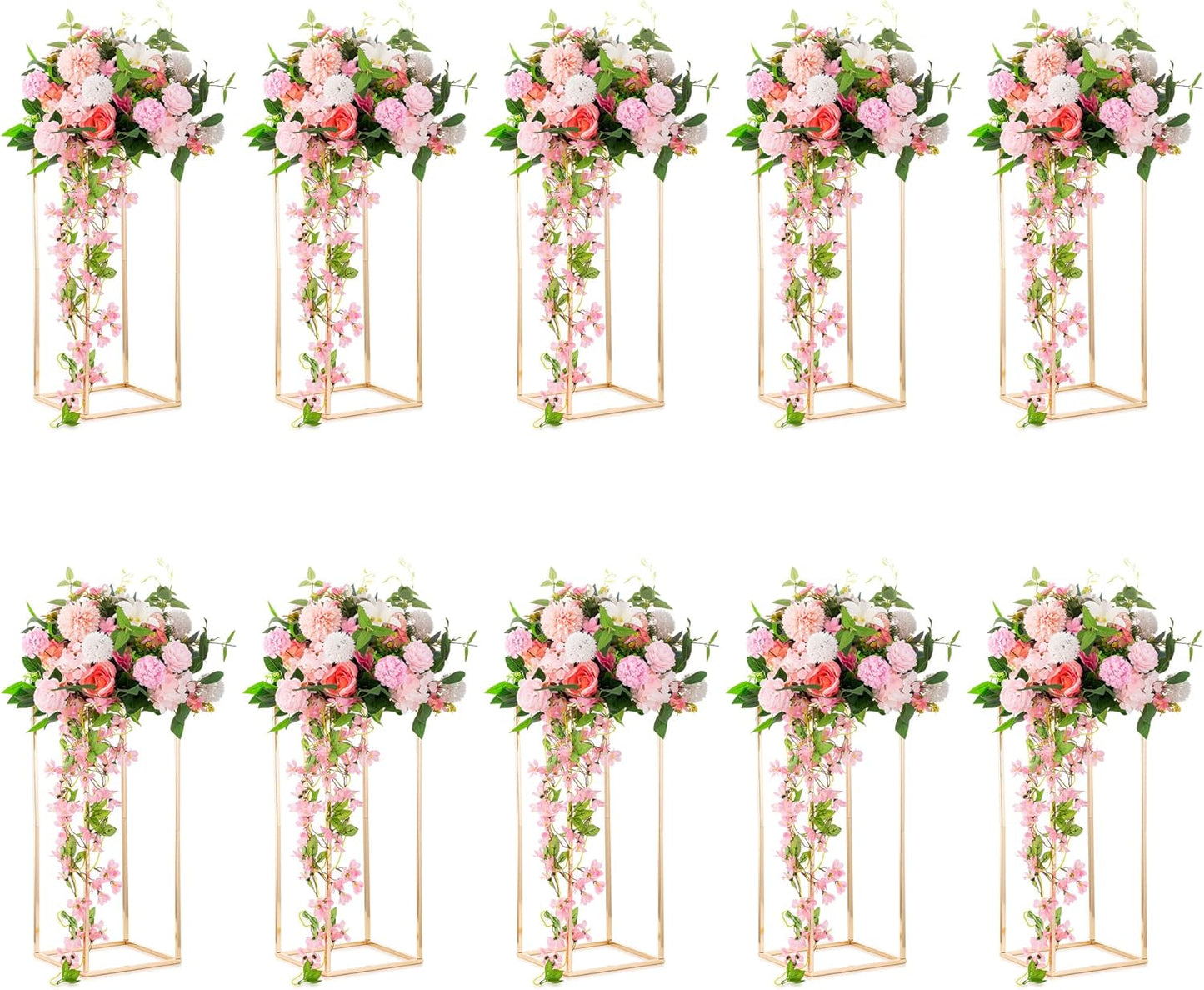 Gold Flower Stand for Table: 23.6” Tall Centerpiece Stand for Wedding Table Reception Floral Center Pieces with Home Decoration Party Event 10 PCS