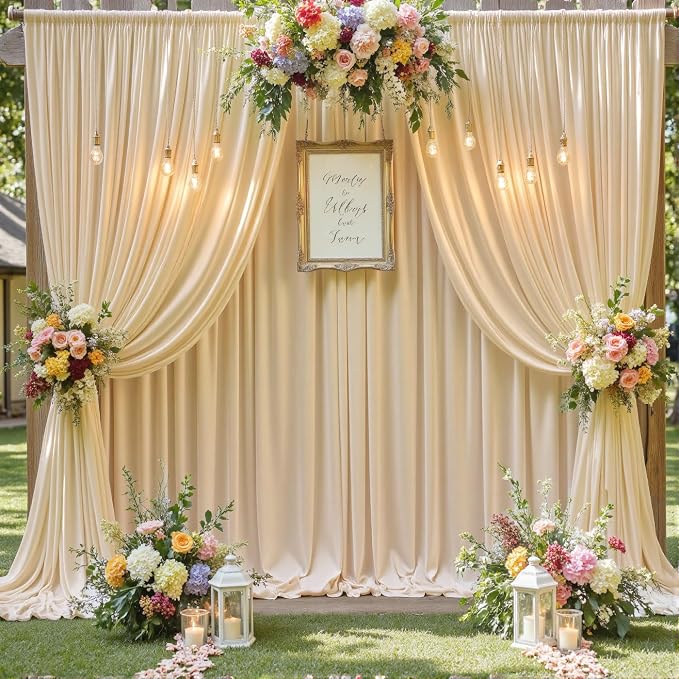10ft×12ft Wrinkle Free Champagne Backdrop Curtain - Image 6