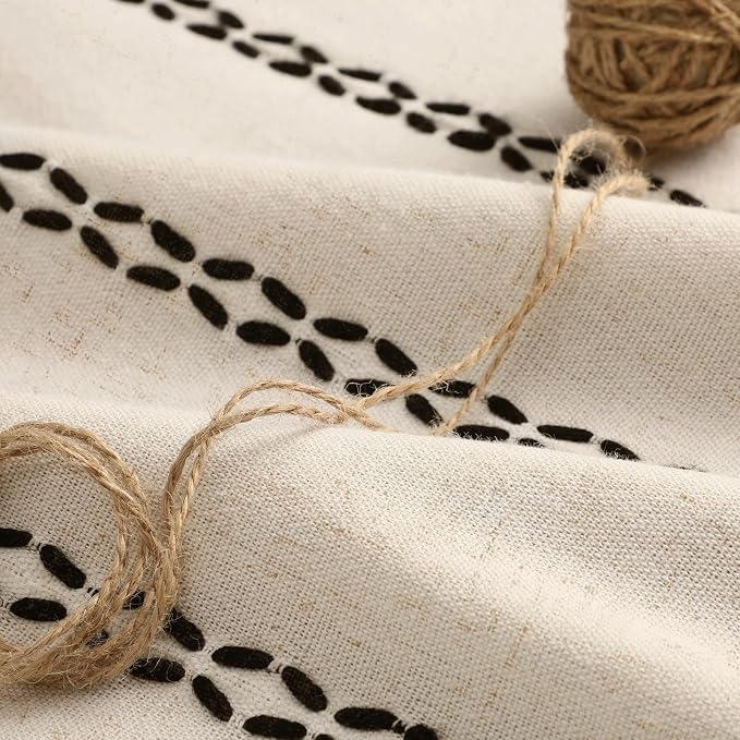 Beige 100% Boho Blackout Curtains 72 Inch 2 Panels - Image 4