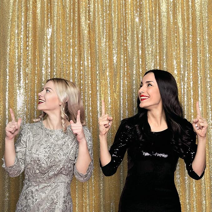 SquarePie 8x8ft Gold Sequin Backdrop, High Density Non-Transparent Glitter - Image 9