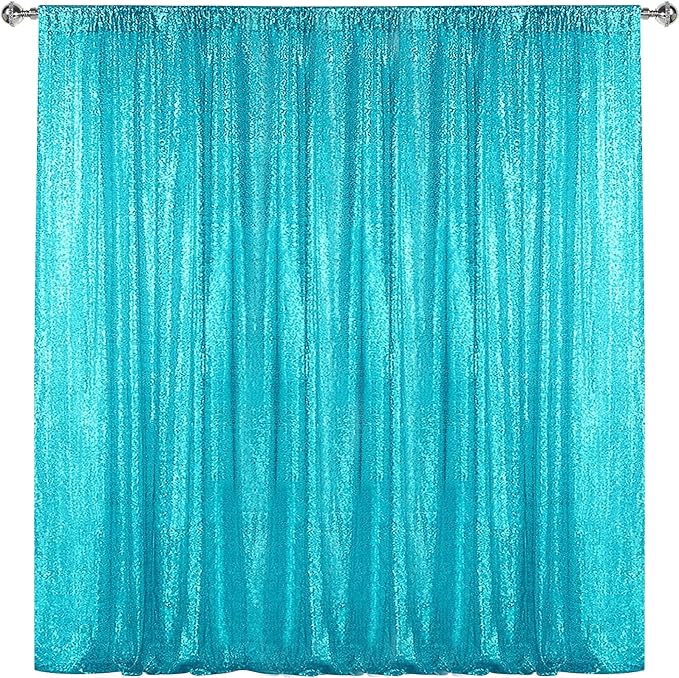Sugargirl Turquoise Sequin Backdrop Curtain 10FTx10FT Glitter Turquoise by Sugargirl
