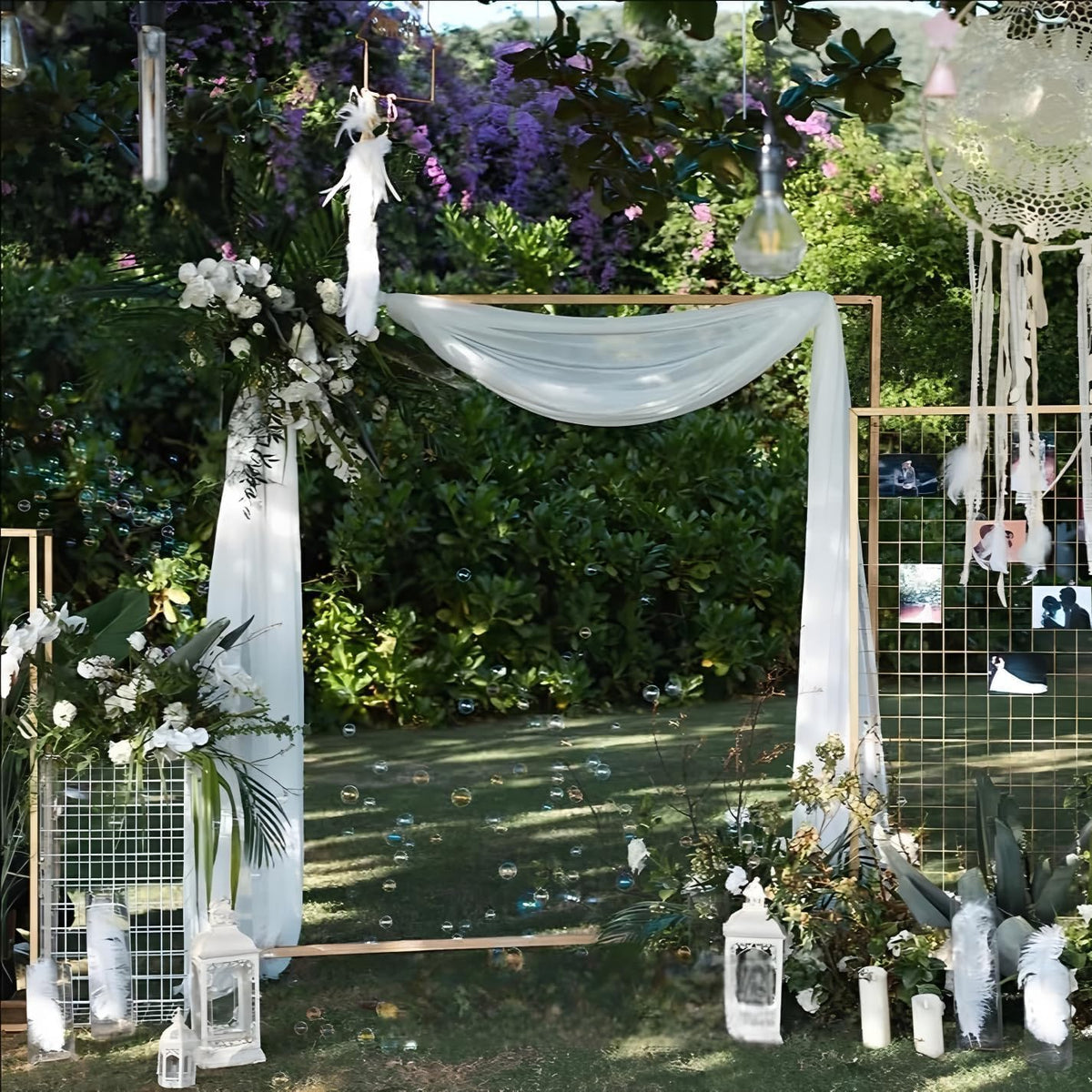 MLMW Wedding Arch Draping Fabric 1 Panel 29" x 20Ft White Sheer Wedding Arch Backdrop Drapes Outdoor Curtain for Ceremony Party Background Ceiling Decor