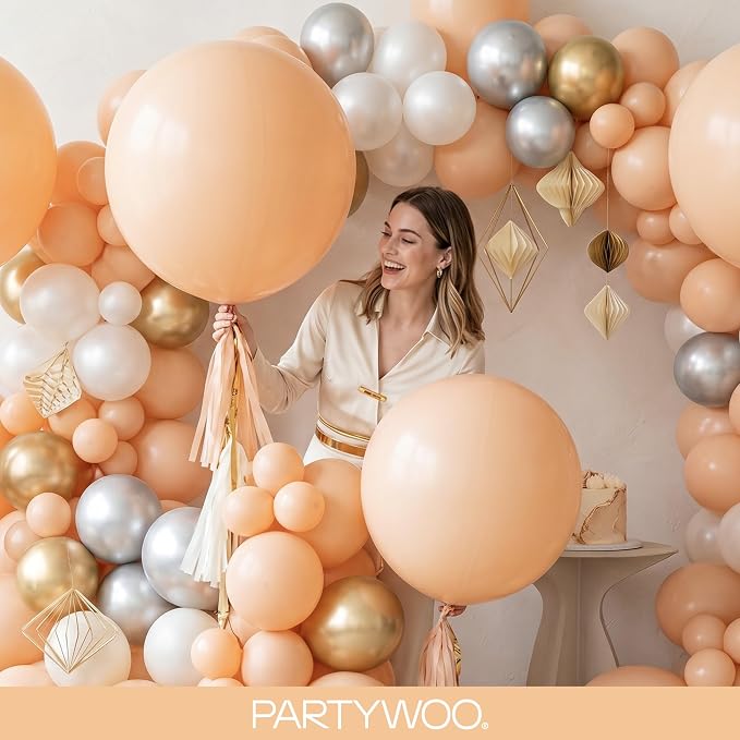 PartyWoo Nude Balloons 152pcs Apricot Boho Fall Color 18 12 10 5 Inch | 18 12 - Image 9