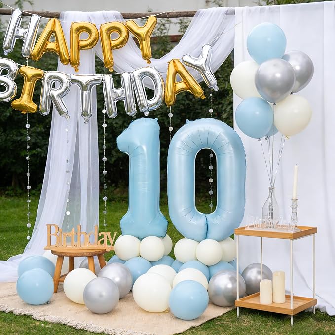 40 In Matte Blue Number Balloons Helium Foil Mylar Balloon Party Digital 25 | - Image 5