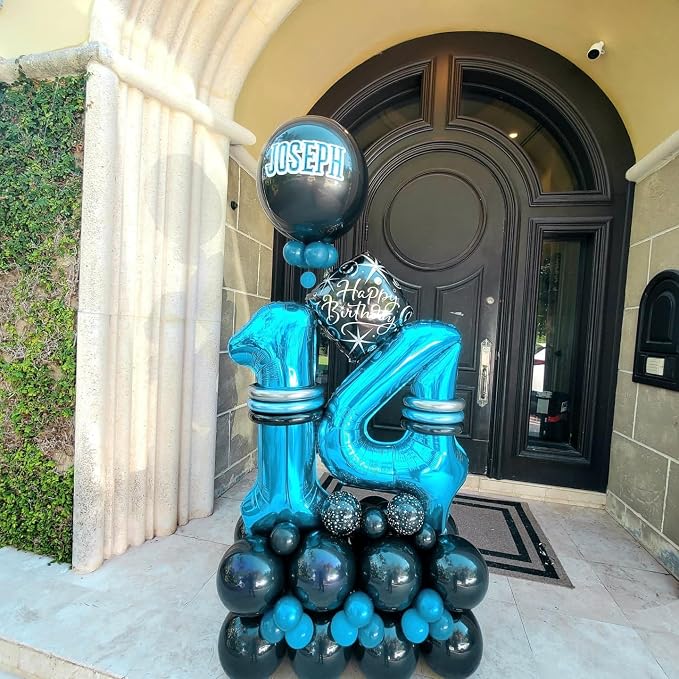3 Balloon Numbers Birthday Decorations, 40In Light Blue Balloons - Image 4