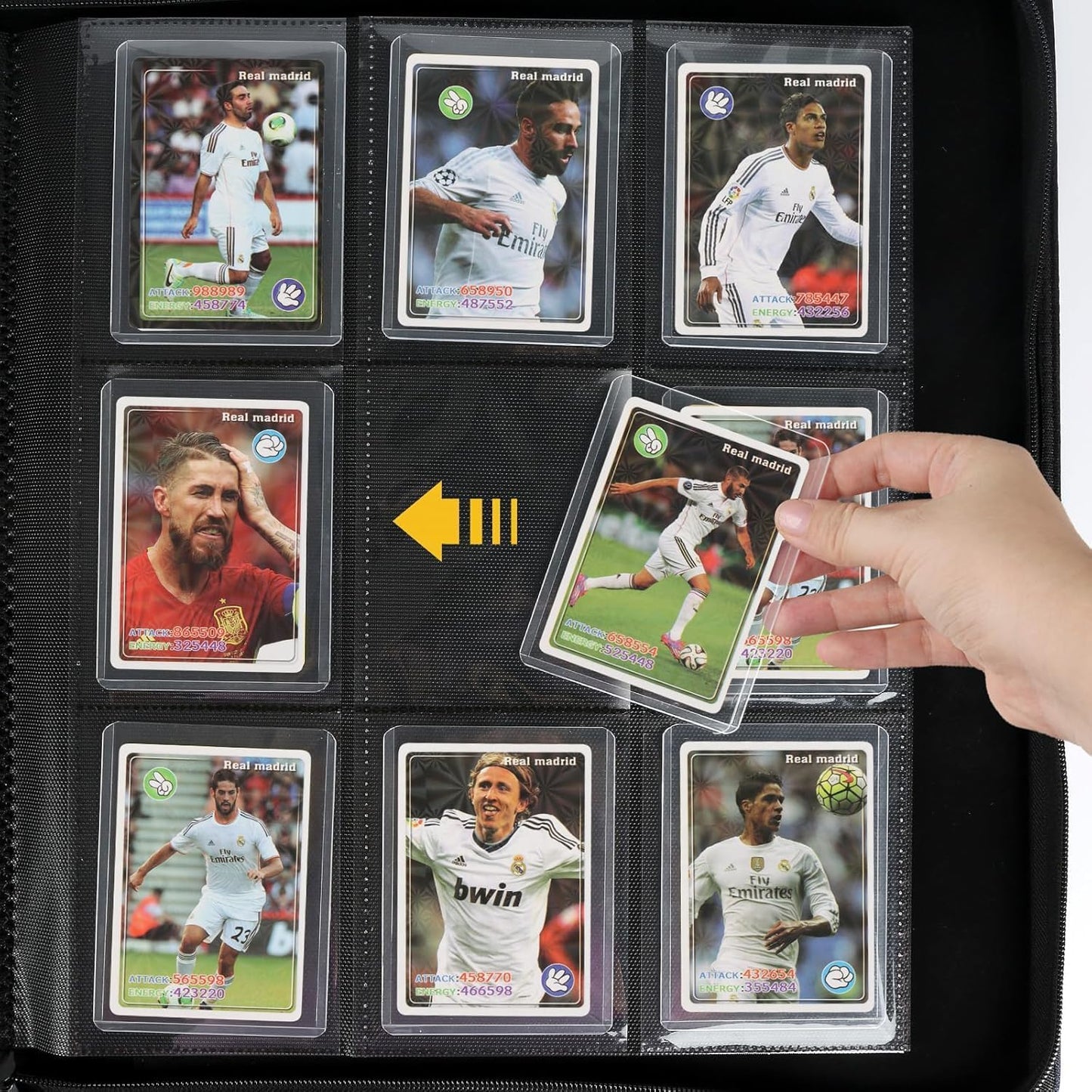 Toploader Binder,Holds 288 Toploaders,9 Pocket Double-Sided Top Loader Binders with Sleeves for 3 x 4'' Toploaders, Card Holder for Trading Cards or Sports Cards (Grey)