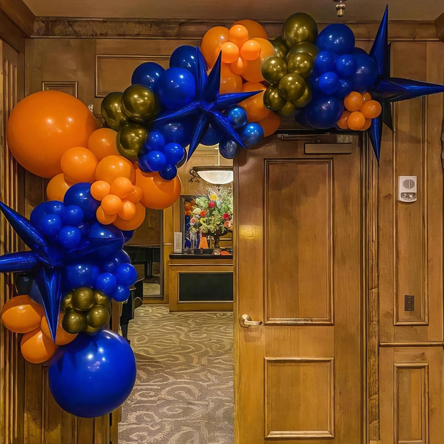 Orange and Blue Balloons, 50Pcs 12 Inches Navy Royal Blue Metallic Gold Balloons for Kids Boys Birthday Party Decorations Baby Shower Graduation Party Supplies