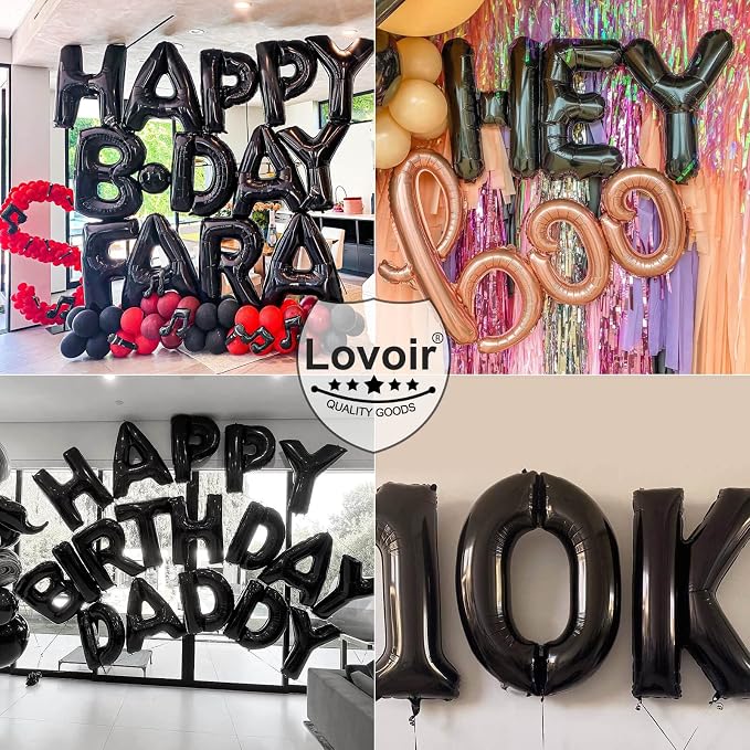 Lovoir 40 Inch Large Black Letter H Balloons Big Size Jumbo Mylar Foil Helium - Image 7