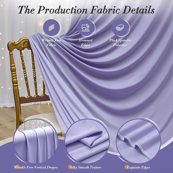 40 ft x 10 ft Wrinkle Free Lavender Backdrop Curtain - Image 4