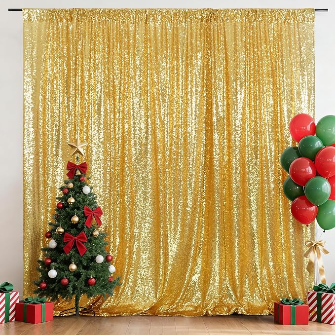 Eternal Beauty Gold 3mm Sequin Backdrop 7x7 Ft - Image 2