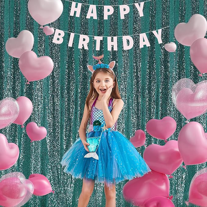 2×8FT-2PCS Hunter Green Sequin Backdrop Curtains Panels, Christmas Green - Image 7