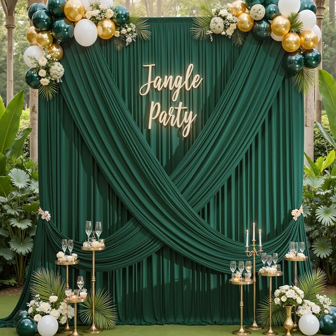 50×12ft Wrinkle Free Hunter Green Backdrop Curtain - Image 3