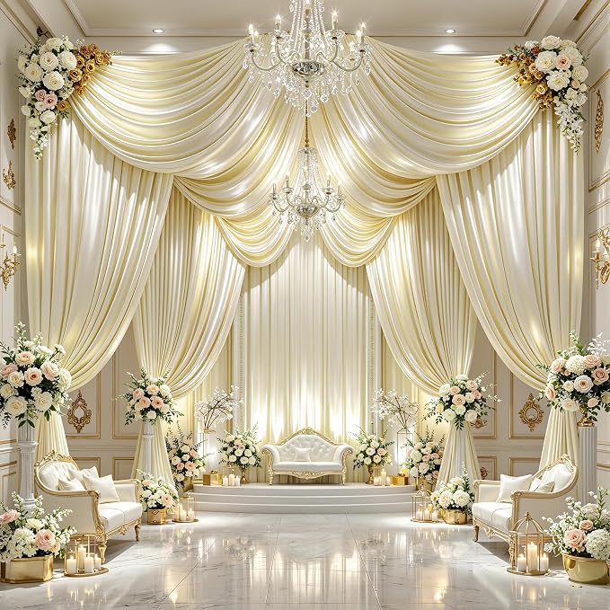 20x10ft Champagne Glitter Backdrop Curtain - Image 3