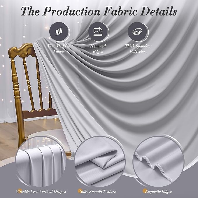10 ft x 10 ft Wrinkle Free Silver Backdrop Curtain - Image 4