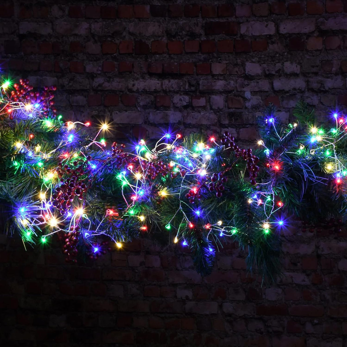 Dazzle Bright Fairy Lights Battery Operated, 4 Pack Total 80FT 240LED Silver Wire Waterproof String Lights, Christmas Decorations for Indoor Outdoor Bedroom Yard Decor, Multi-Colored
