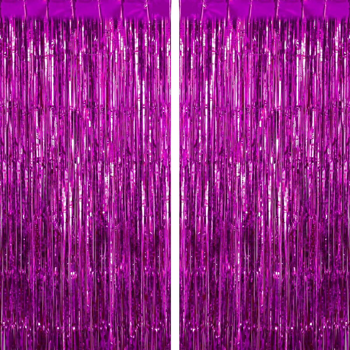 2 Pack Rose Red Fringe Curtains Foil Shiny Fringe Backdrop Tinsel Door Streamers Foil Curtains for Birthday Wedding Engagement Bridal Shower Celebration Party Decorations Large