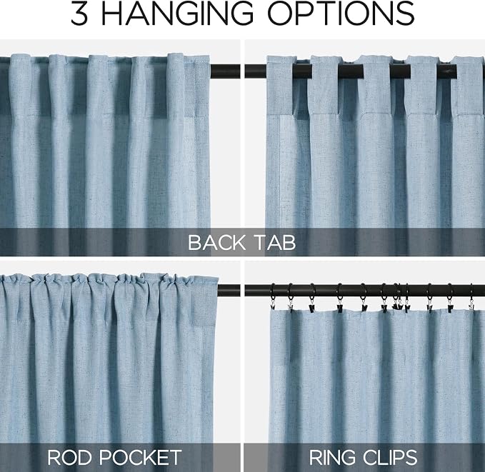Blue Curtains 144 Inches Long 2 Panels - Image 3