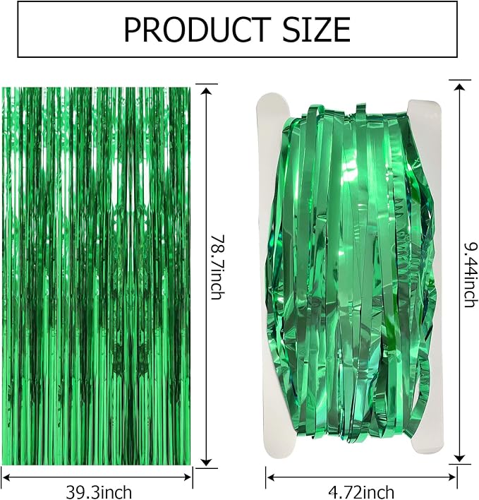 20 Pack Green Streamers Backdrop Jungle Party Decorations Foil Fringe Backdrop - Image 7