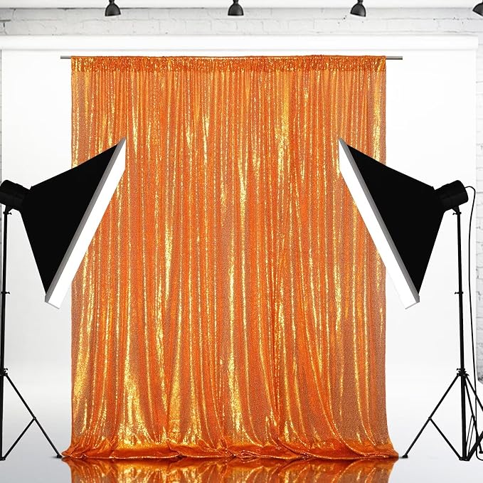 Eternal Beauty Orange 3mm Sequin Backdrop 8x10 Ft - Image 4