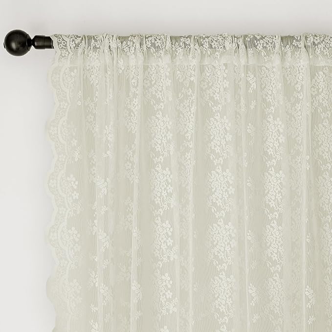 Anmao Vintage Lace Curtains 84 Inches Long 2 Panels Set, Romantic Elegant Light - Image 6