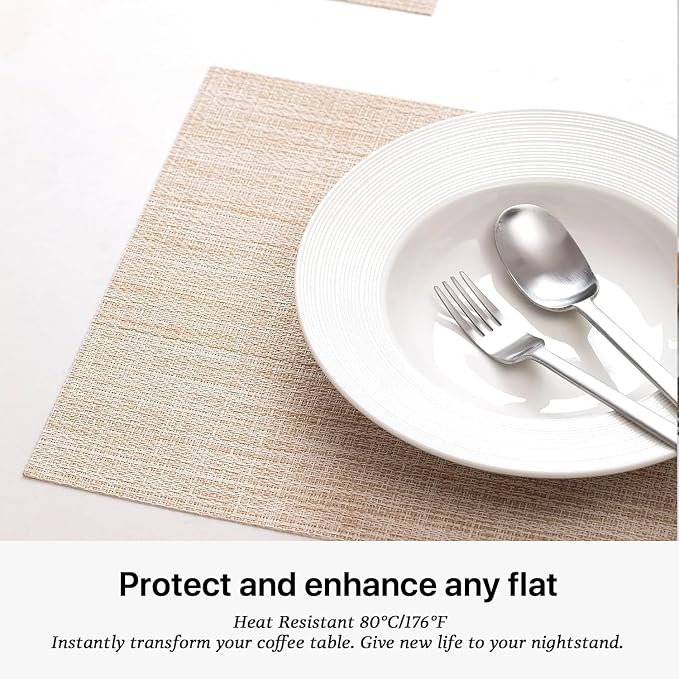 LEXMORE Placemats Set of 12 Vinyl/Plastic Woven Place Mats - Image 5