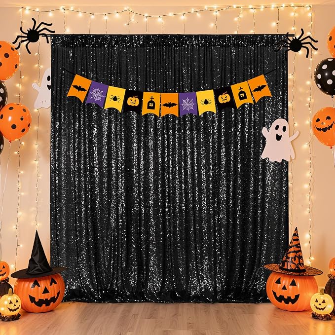 Poise3EHome 6FT x 8FT Black Sequin Photography Backdrop Curtain - Image 6