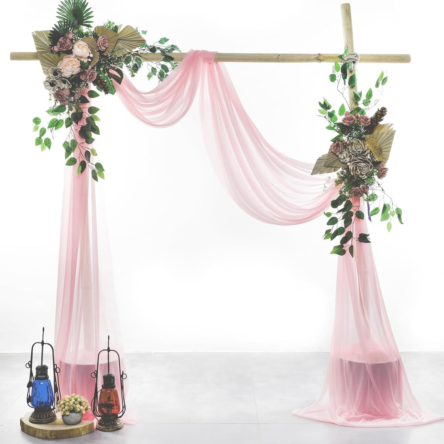 VDS Pack of 1 Panel (30 Inch X 100 Feet) Wedding Arch Draping Fabric Sheer Chiffon Fabric Drapery for Wedding Ceremony Reception Swag Backdrop Canopy Chuppah ARBO Altars Decoration (Blush Pink)