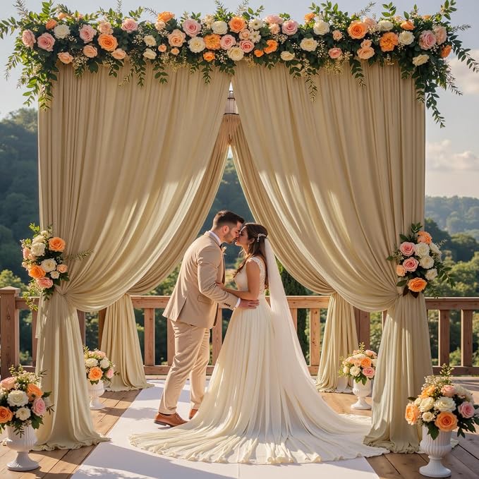 10ft×12ft Wrinkle Free Champagne Backdrop Curtain - Image 2
