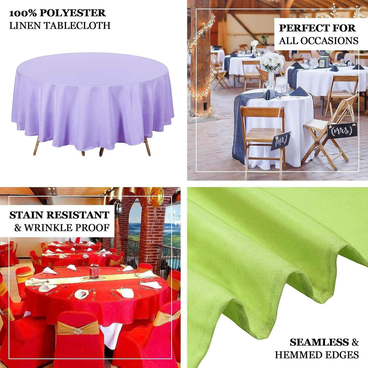 Efavormart Round Tablecloth, 90 Inch Stain & Wrinkle Resistant Washable Table Cloth, Decorative Polyester Fabric Table Cover for Banquet, Wedding, Dining- Willow Green
