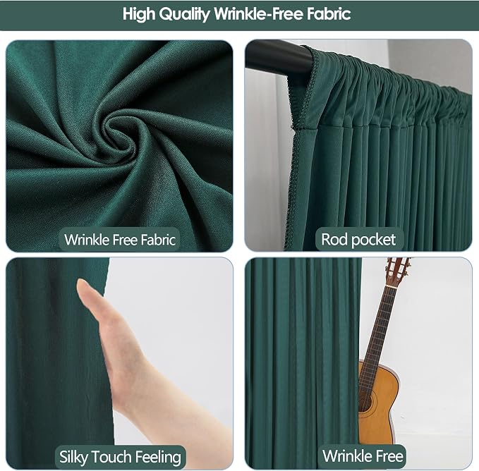 10x10ft Wrinkle Free Hunter Green Backdrop Curtain - Image 3