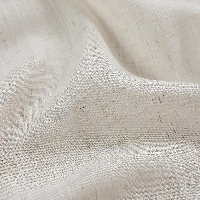 Natural Linen Curtains for Bedroom Boho Farmhouse 47 x 54 Inch, 2 Panels | Rod - Image 6