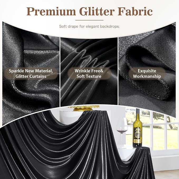 20ft x 10ft Red Black Sequin Backdrop Curtain - Image 4