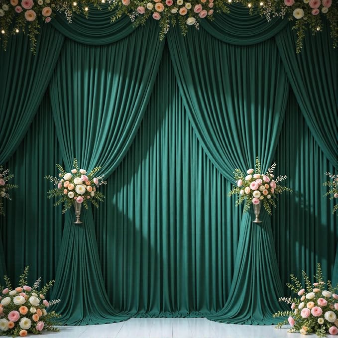 8 Panels Hunter Green Backdrop Curtains - Image 9