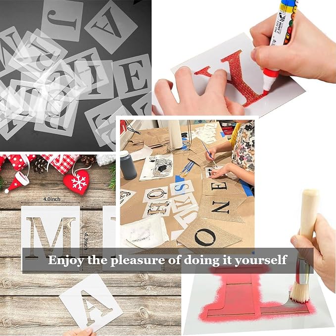 30pcs Burlap DIY Brown Banner Set– Includes Letter & Heart Stencils, - Image 7