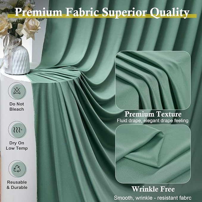 20ft x 12ft Grayish Green Backdrop Curtains - Image 2