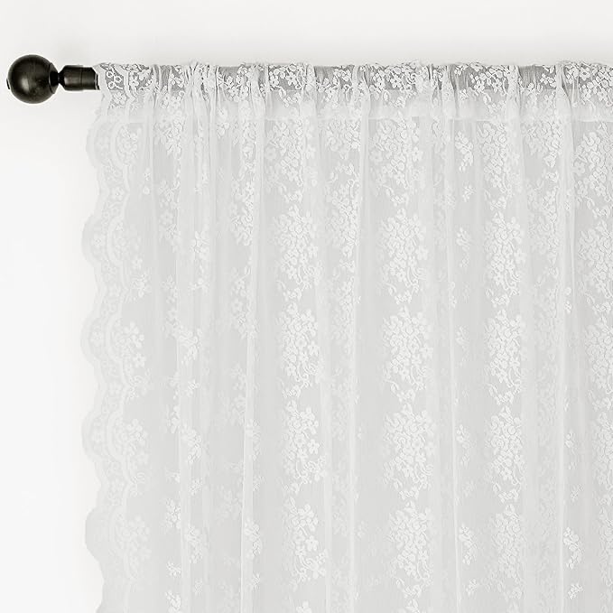 Anmao Vintage Lace Kitchen Curtains 18 Inches Long 2 Panels, Romantic Semi - Image 6