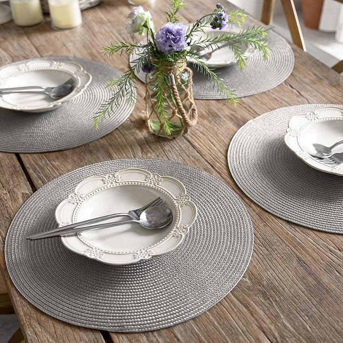 FunWheat Round Braided Placemats Set of 4 Table Mats - Image 5