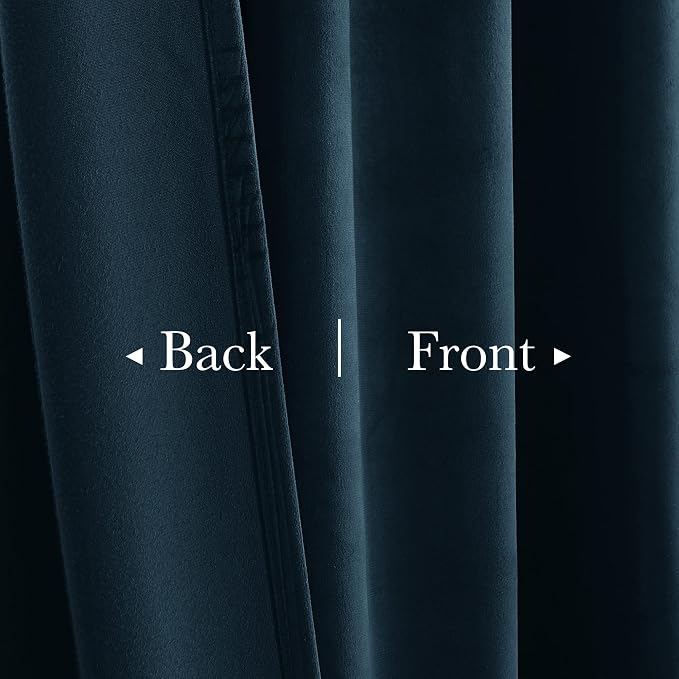 Navy Blue Velvet Curtains 84 inches Long Extra Wide Soft Room Darkening Noise - Image 3