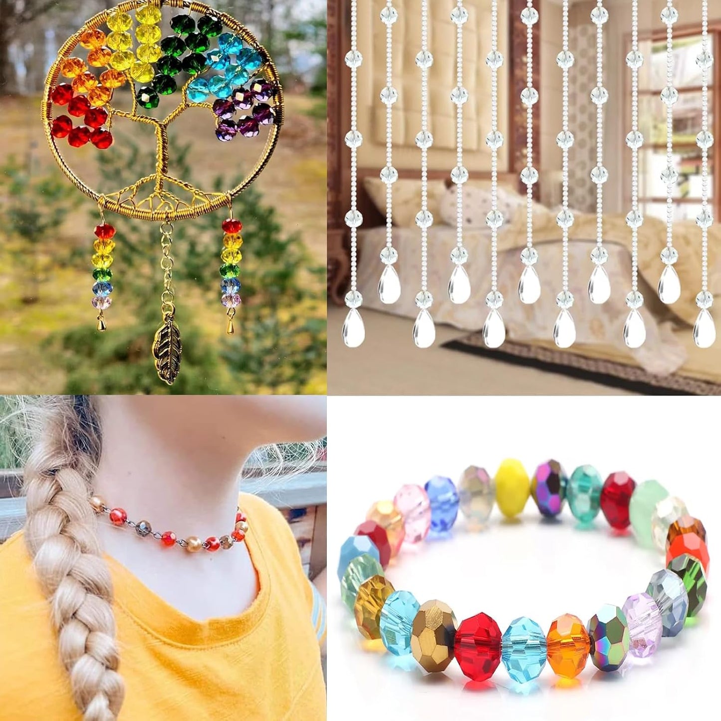 400PCS 4MM Crystal Glass Beads for Jewelry Making - Blue Series Rondelle Faceted Beads for Bracelet, DIY Crafts, Wind Chimes, Suncatchers - Round Spacer